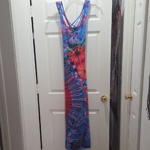 Source Unknown Blue and Red Maxi Dress